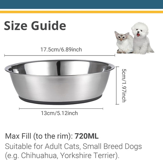 PEGGY11 Lightweight Stainless Steel Cat Bowls, 3-Cup, 2-Pack