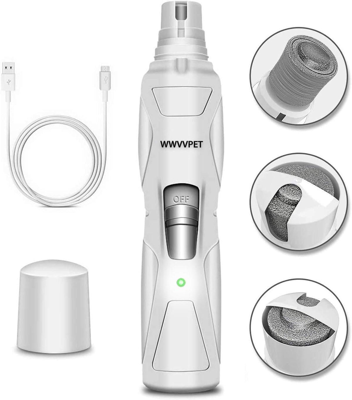 Pet Nail Grinder with LED Light, 2-Speed Low Noise