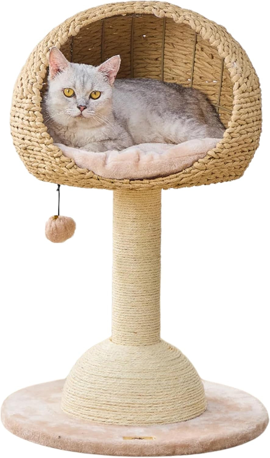 Modern Handwoven Cat Tree with Beds & Sisal Posts