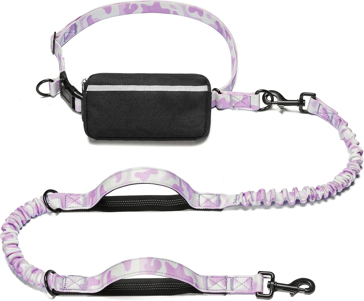 Iyoshop Hands Free Dog Leash with Zipper Pouch, Dual Padded Handles