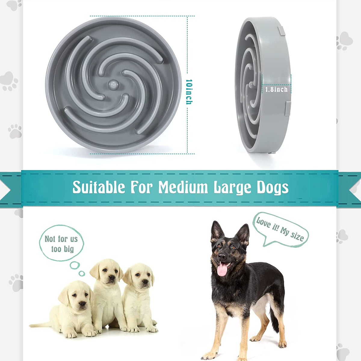 Slow Feeder Large Dog Bowl, Non-Slip Maze Puzzle Bowl for Bloat Prevention