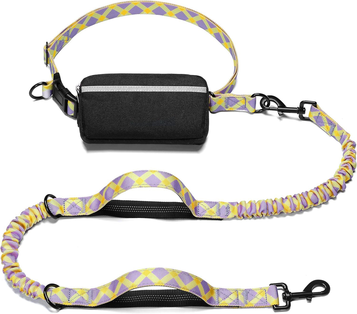 Iyoshop Hands Free Dog Leash with Zipper Pouch, Dual Padded Handles