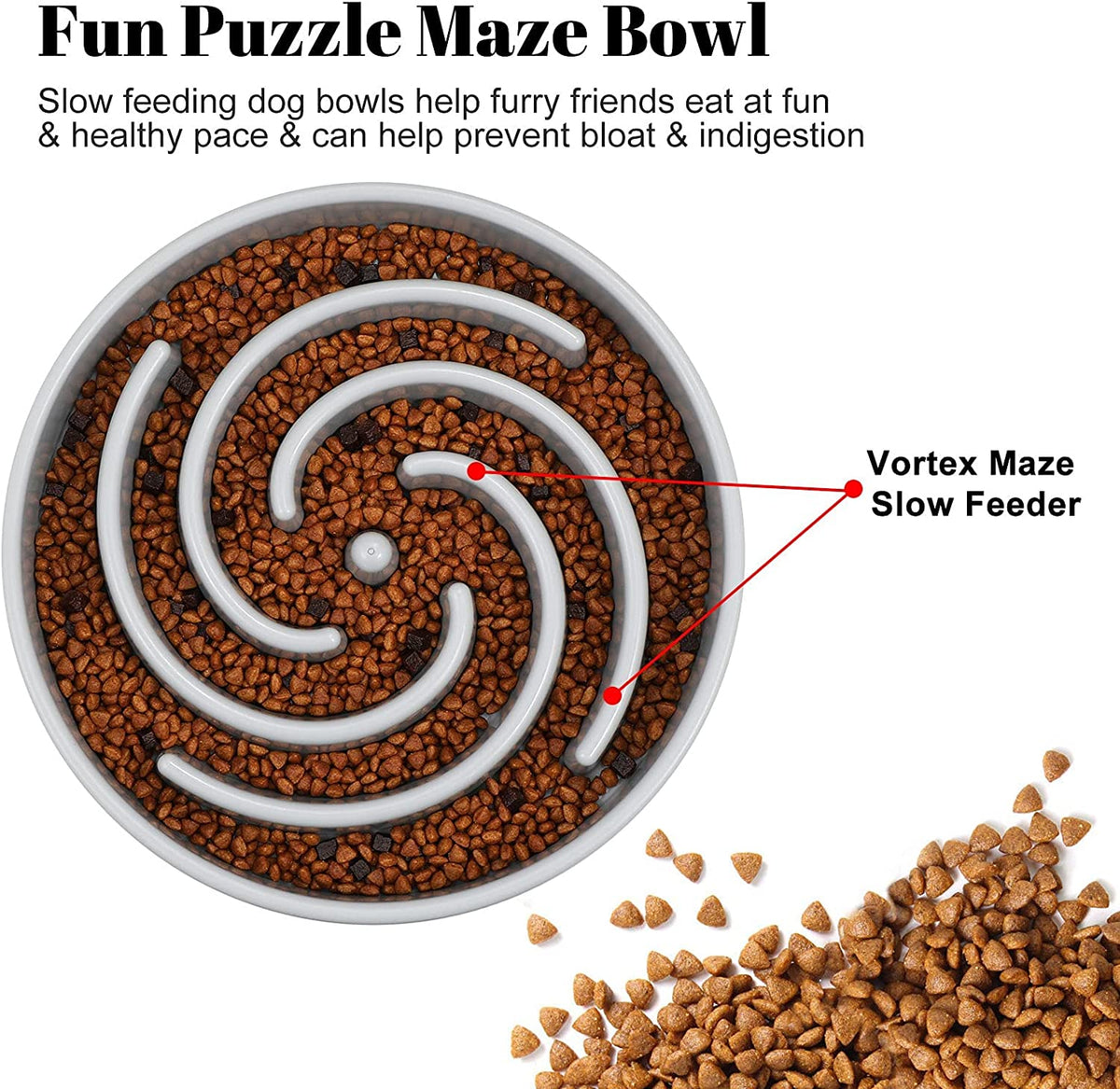 Slow Feeder Large Dog Bowl, Non-Slip Maze Puzzle Bowl for Bloat Prevention