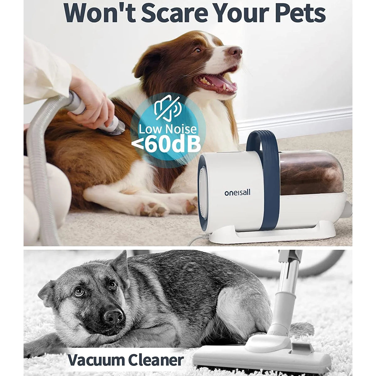 7-In-1 Dog Grooming Vacuum Kit, Low Noise with Professional Tools
