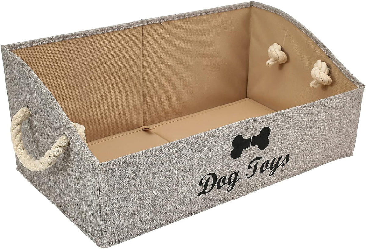 Large Dog Toy Storage Bin, Canvas Organizer Basket