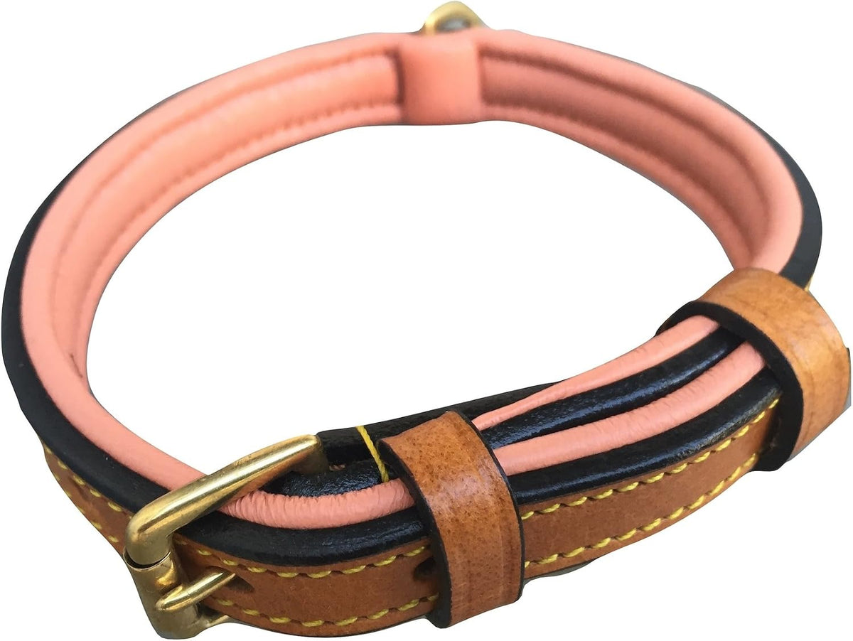 Padded Leather Dog Collar, Genuine Leather, Large