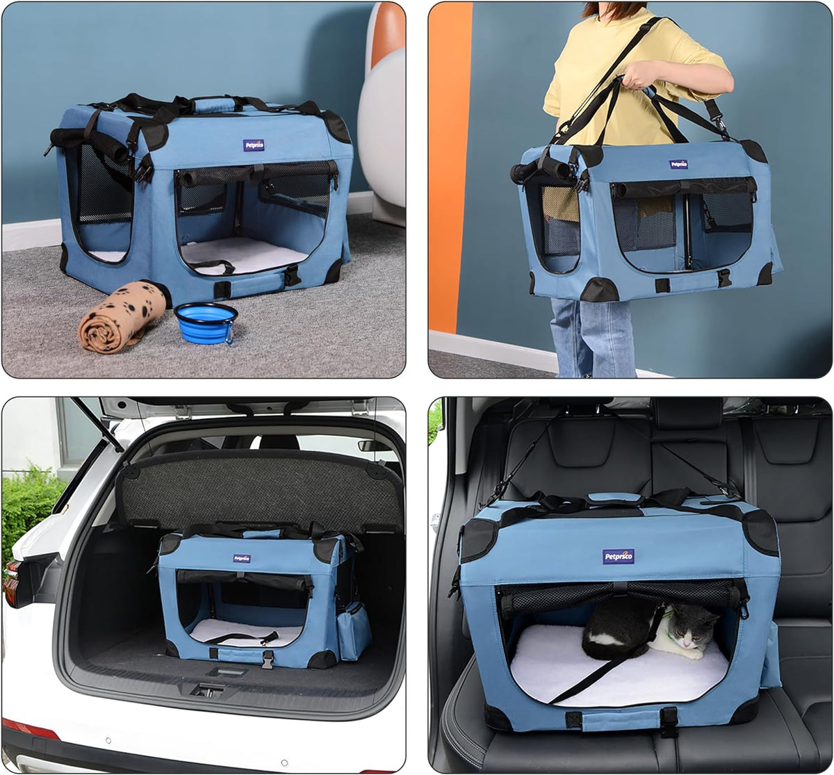 Portable Collapsible Dog Crate with Blanket & Foldable Bowl