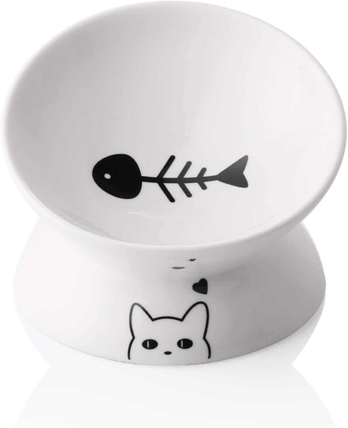 Ceramic Raised Cat Bowls, Slanted Elevated Feeder