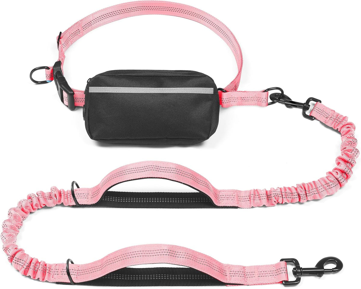 Iyoshop Hands Free Dog Leash with Zipper Pouch, Dual Padded Handles