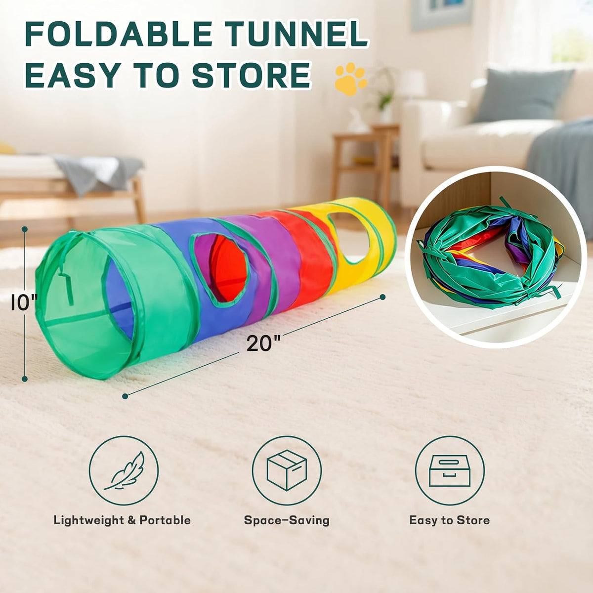 25-Piece Interactive Cat Toy Variety Pack with Rainbow Tunnel