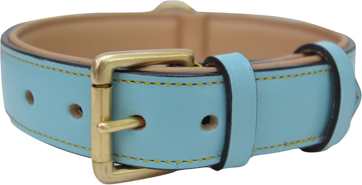 Padded Leather Dog Collar, Genuine Leather, Large