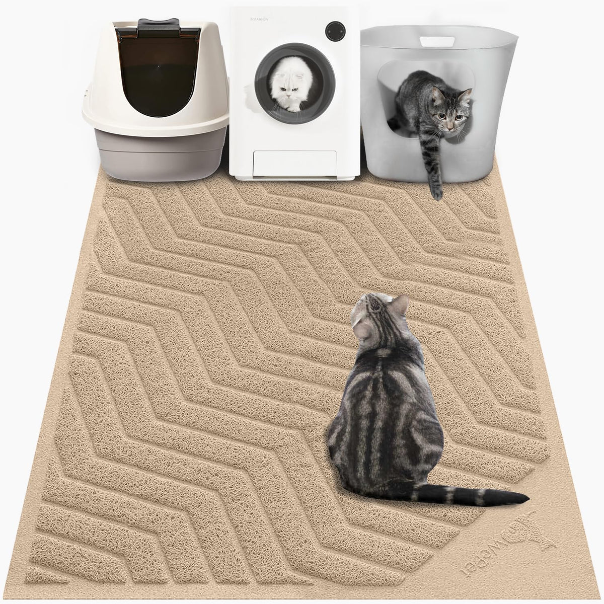 Wepet Cat Litter Box Mat, Durable PVC Trapping Rug