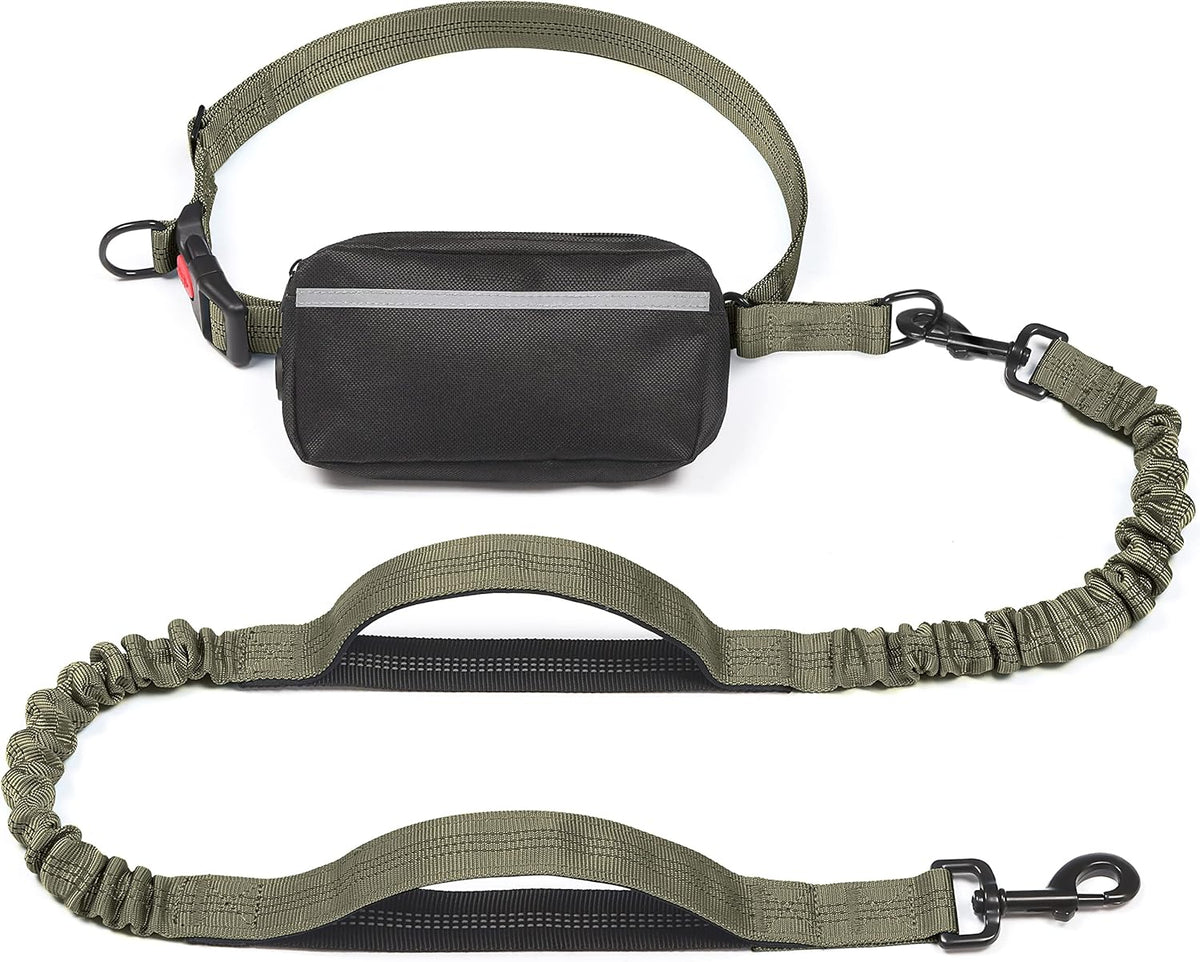 Iyoshop Hands Free Dog Leash with Zipper Pouch, Dual Padded Handles