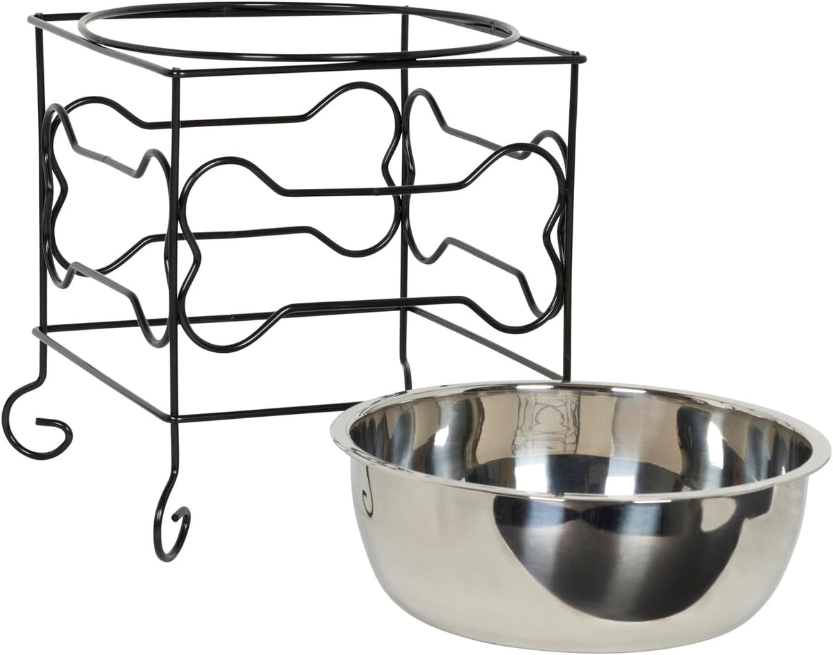 Elevated Stainless Steel Dog & Cat Bowl with Wrought Iron Stand