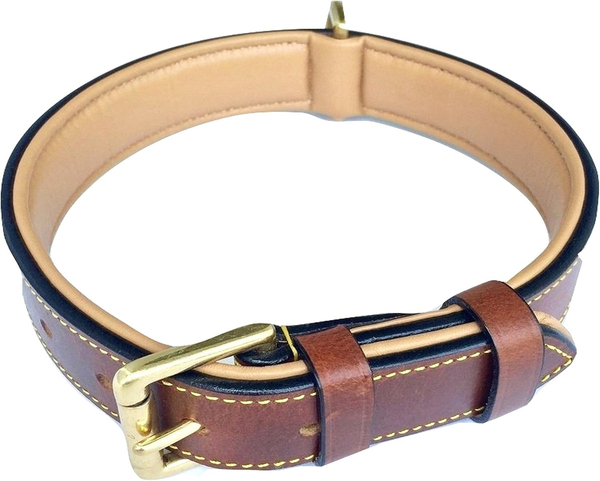 Padded Leather Dog Collar, Genuine Leather, Large