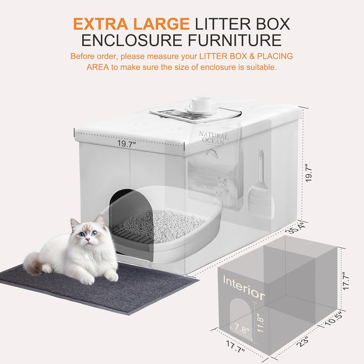 Extra Large Cat Litter Box Enclosure Furniture Cabinet