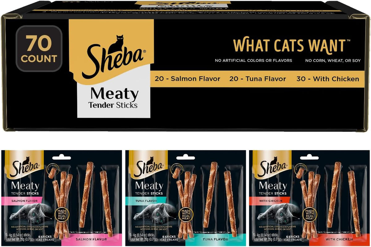 Meaty Tender Stick Cat Treats, Salmon Flavor, 50-Count