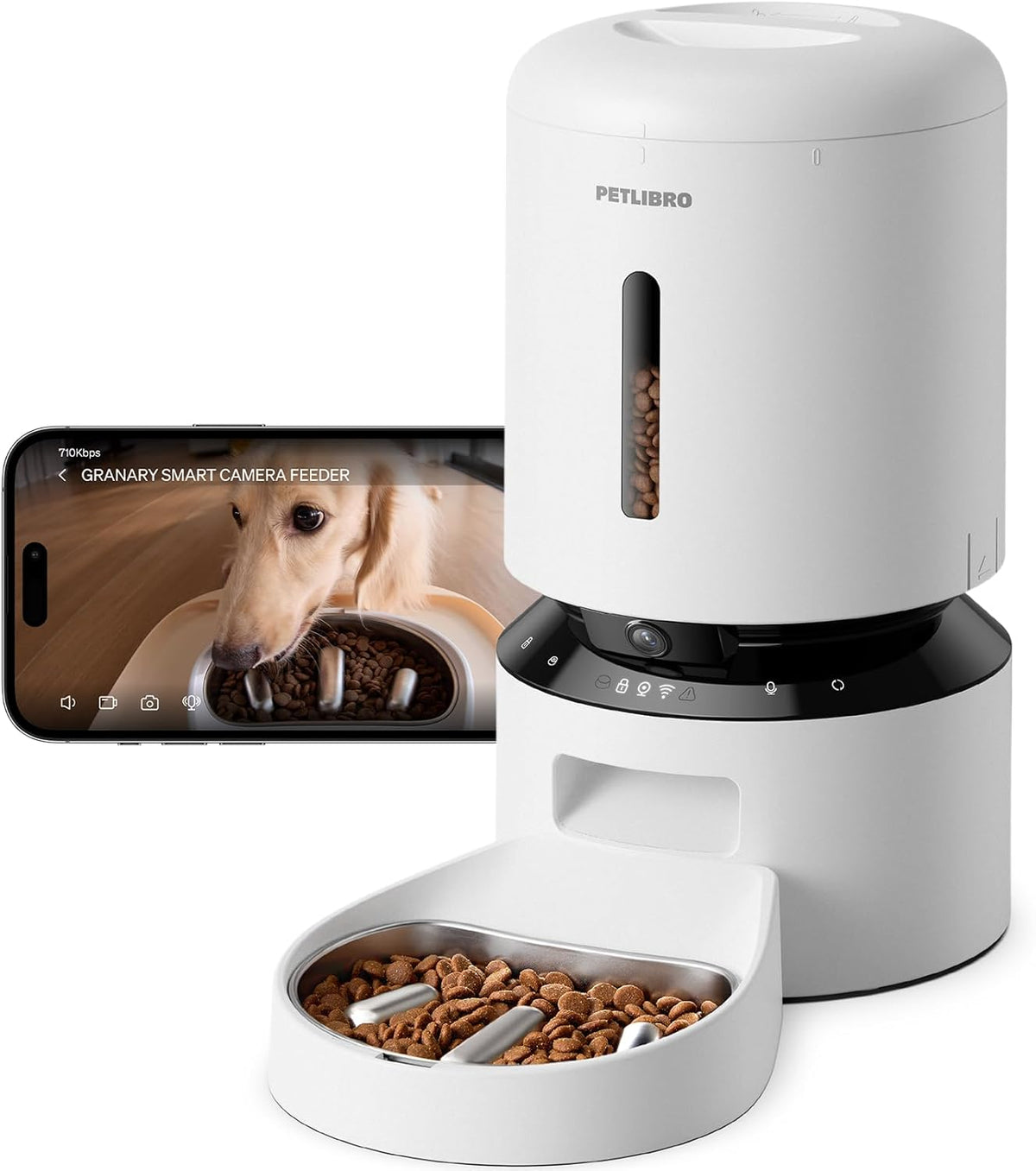 PETLIBRO Automatic Cat Feeder, 5G Wifi Pet Food Dispenser with Freshness Preservation, 5L Timed Feeder with Low Food Sensor, up to 10 Meals per Day, Granary Black