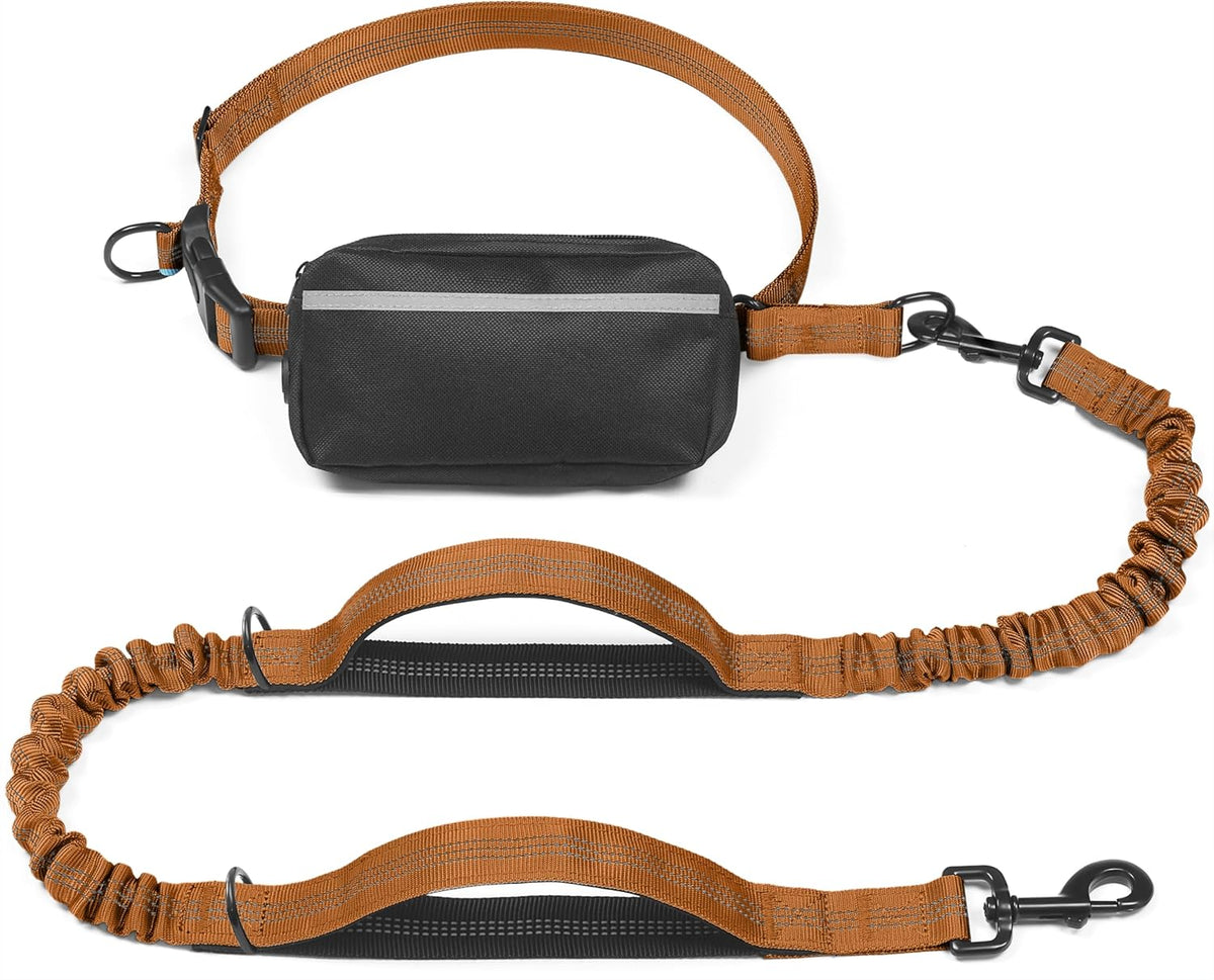 Iyoshop Hands Free Dog Leash with Zipper Pouch, Dual Padded Handles