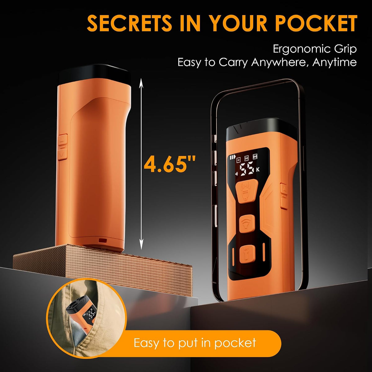 Anti Barking Device for Dogs, 3X Ultrasonic Dog Bark Deterrent Devices, 4 Frequencies 5 Training Modes 65Ft Safer Alternatives to Bark Collars, Portable Design with Display for All Dogs (Orange)