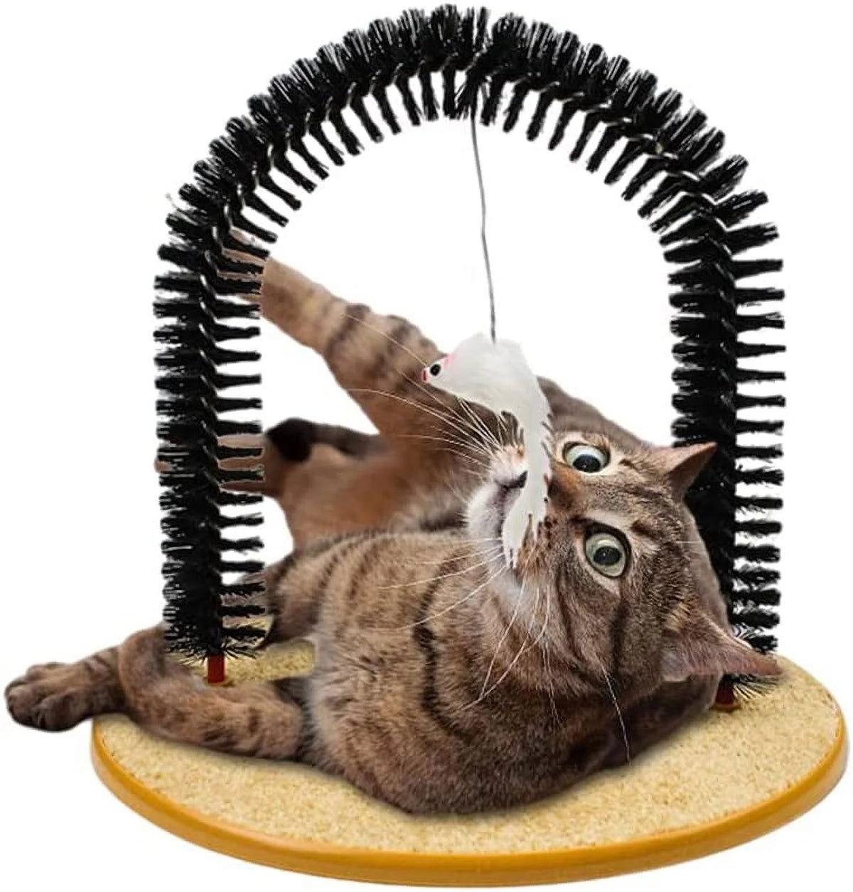 Interactive Cat Arch Self Groomer Brush with Scratch Pad & Catnip