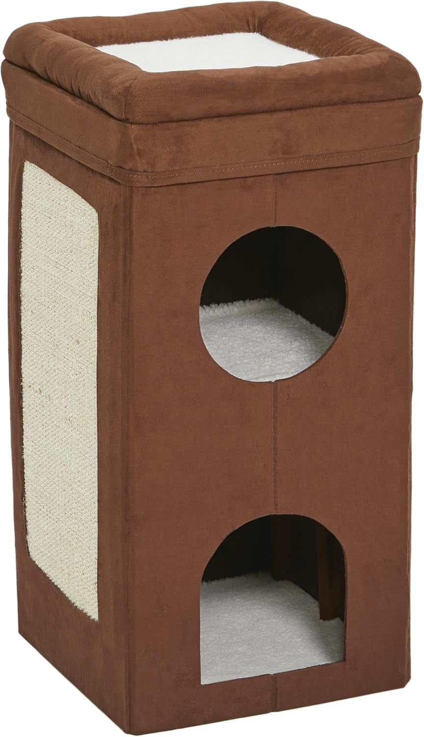 Midwest Feline Nuvo Curious Cat Cube, Foldable Hideout with Bolstered Bed