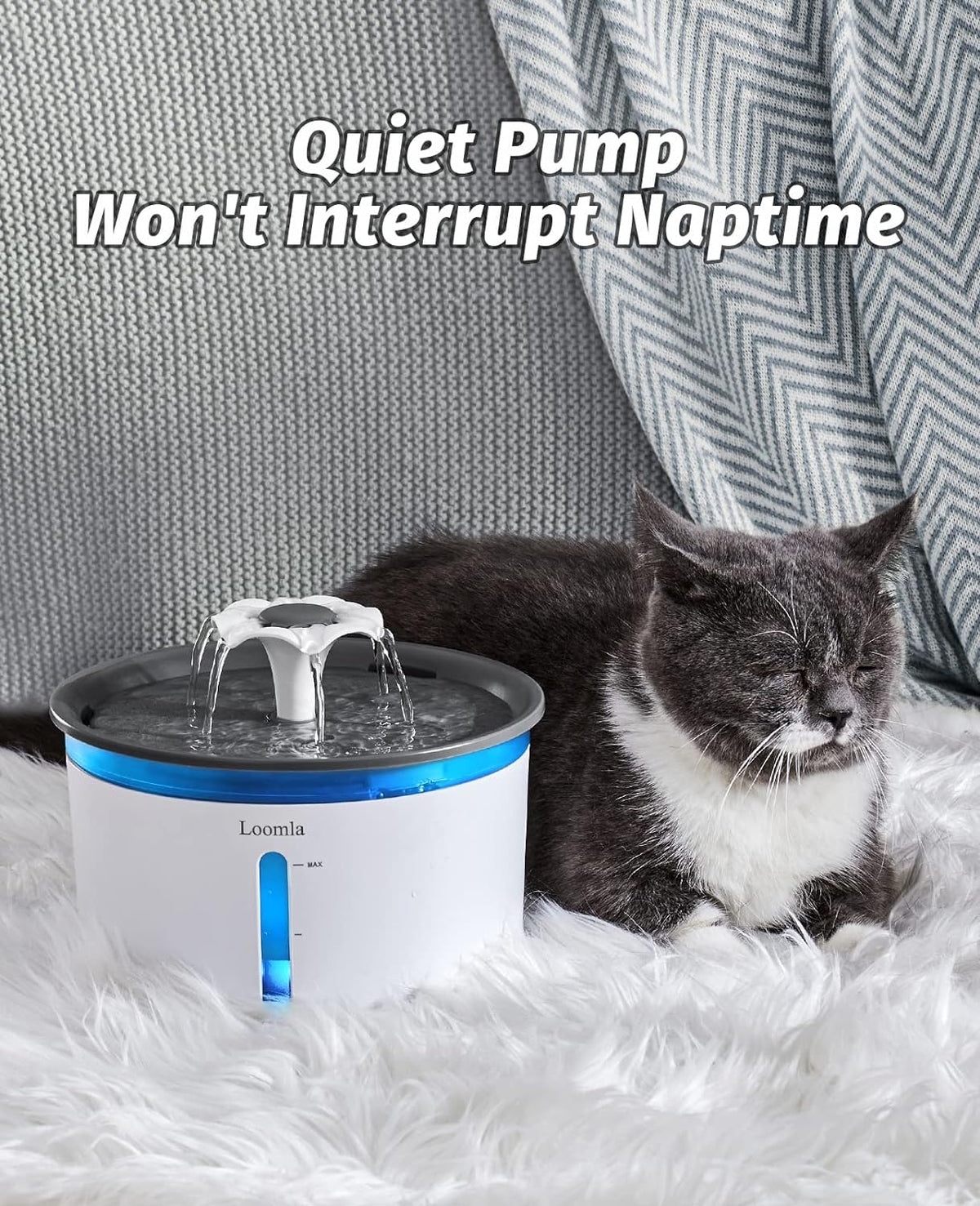Cat Water Fountain, 85Oz/2.5L Pet Water Fountain Indoor with LED Lights