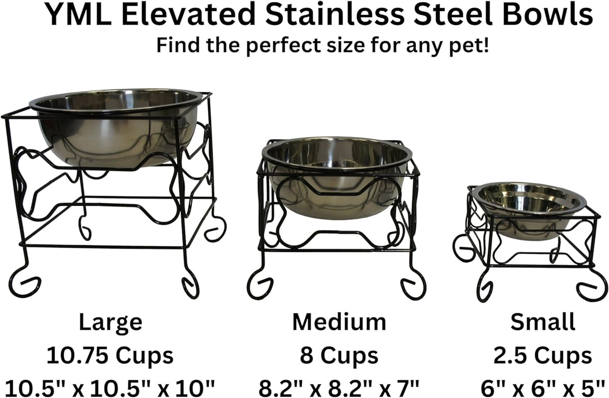 Elevated Stainless Steel Dog & Cat Bowl with Wrought Iron Stand