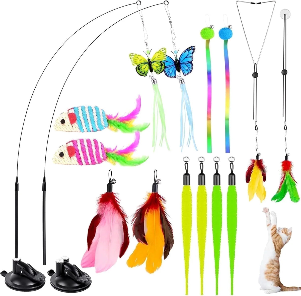 34-Piece Interactive Cat Toy Set with Collapsible Tunnel