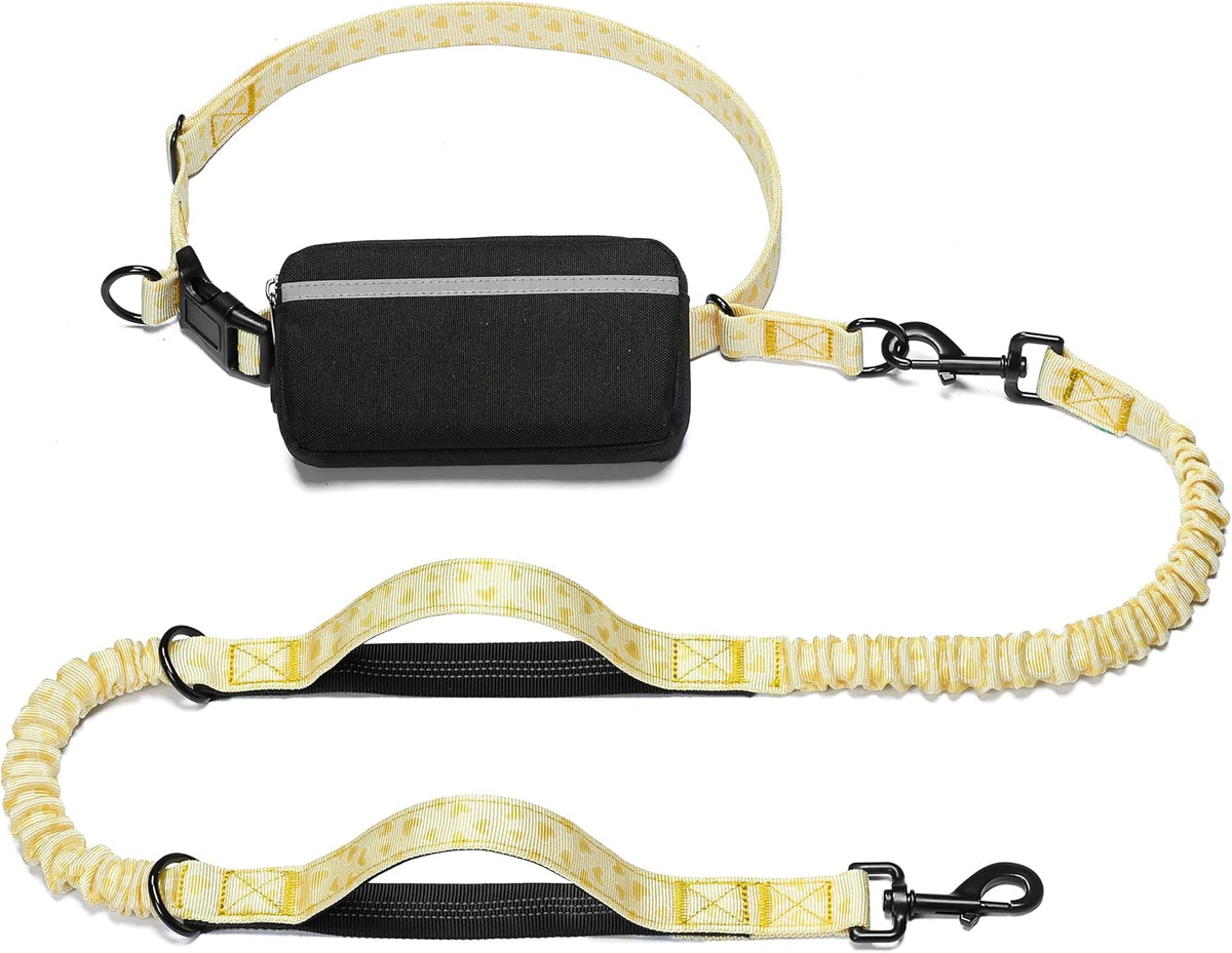Iyoshop Hands Free Dog Leash with Zipper Pouch, Dual Padded Handles