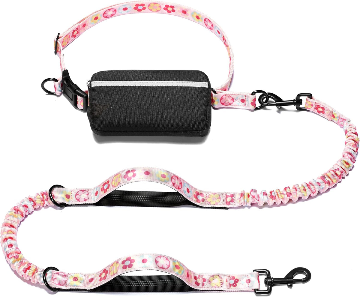 Iyoshop Hands Free Dog Leash with Zipper Pouch, Dual Padded Handles