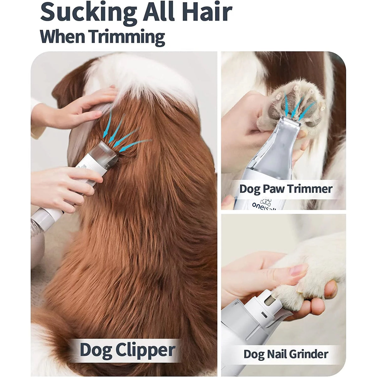 7-In-1 Dog Grooming Vacuum Kit, Low Noise with Professional Tools