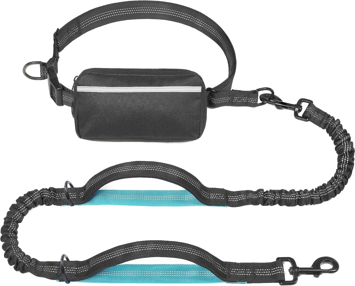 Iyoshop Hands Free Dog Leash with Zipper Pouch, Dual Padded Handles