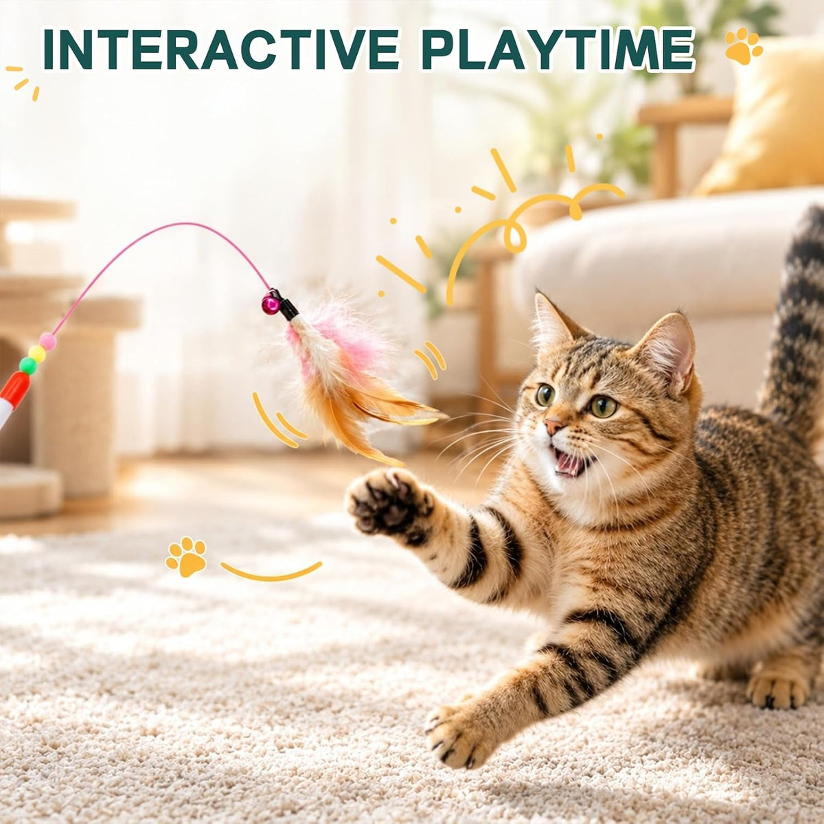 25-Piece Interactive Cat Toy Variety Pack with Rainbow Tunnel