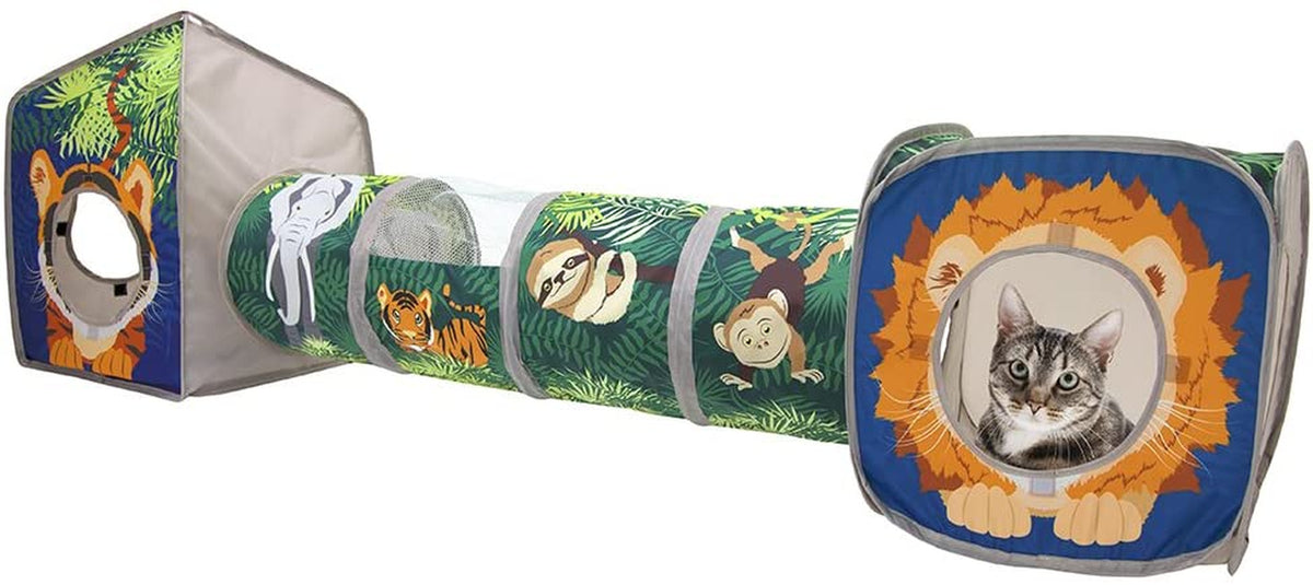 Safari Jungle Cat Play Set, Collapsible Pop-Up Cat Toys Combo