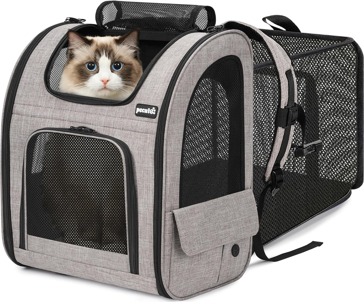Expandable Cat Backpack Carrier with Breathable Window