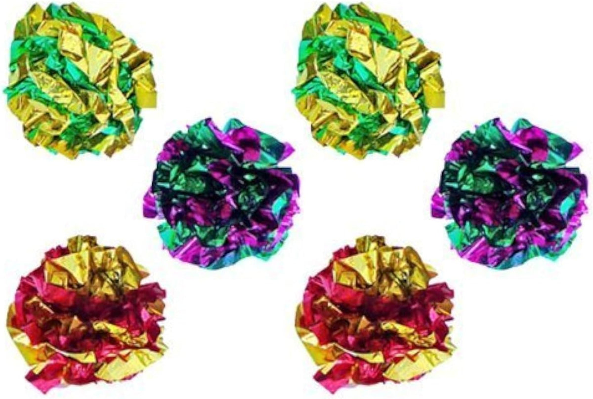 Mylar Crinkle Ball Interactive Cat Toys, 6-Pack