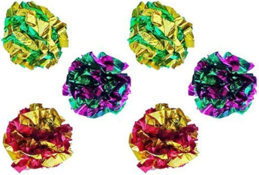 Mylar Crinkle Ball Interactive Cat Toys, 6-Pack
