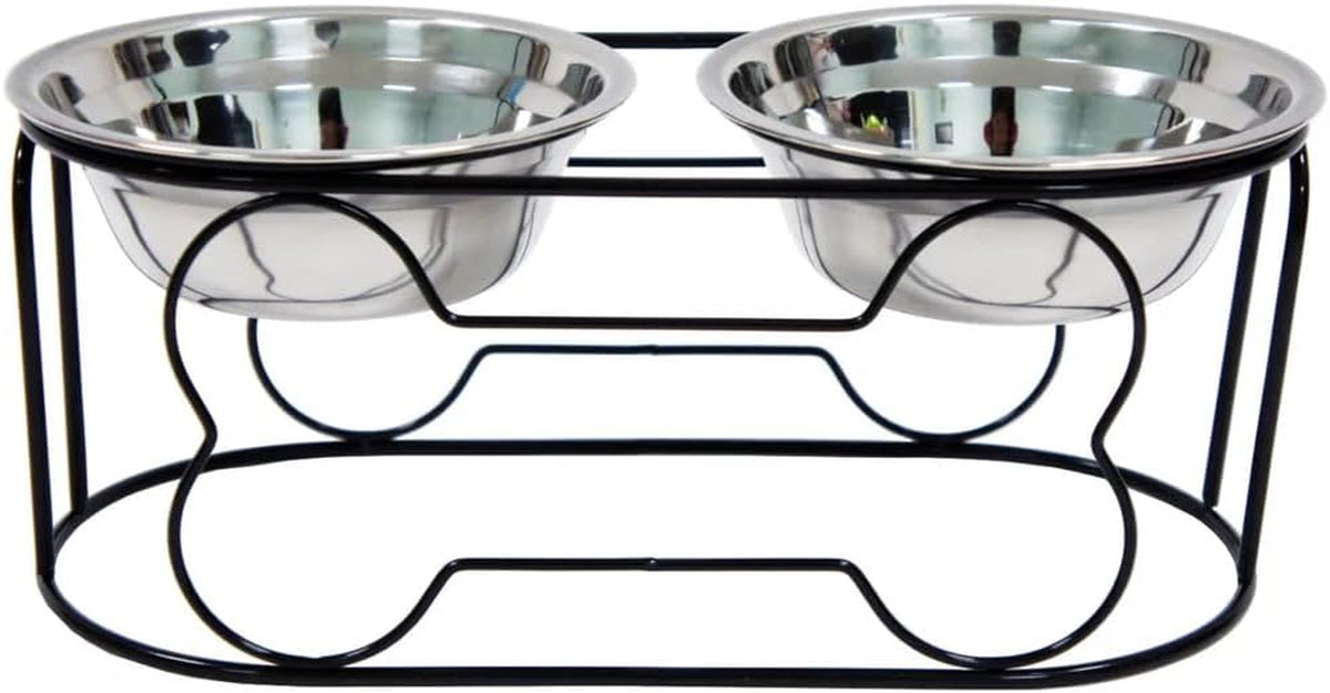 Elevated Stainless Steel Dog & Cat Bowl with Wrought Iron Stand