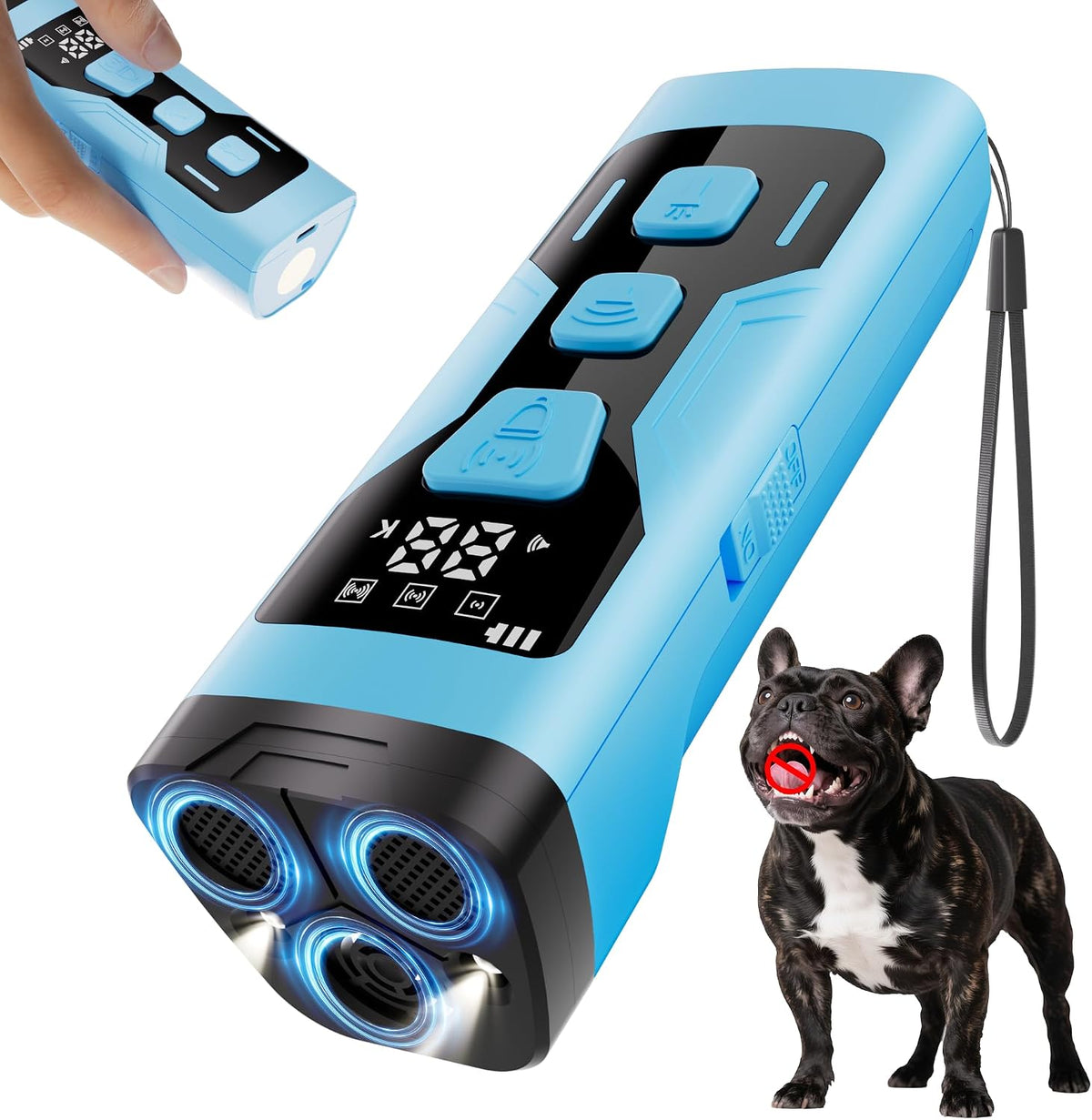 Anti Barking Device for Dogs, 3X Ultrasonic Dog Bark Deterrent Devices, 4 Frequencies 5 Training Modes 65Ft Safer Alternatives to Bark Collars, Portable Design with Display for All Dogs (Orange)