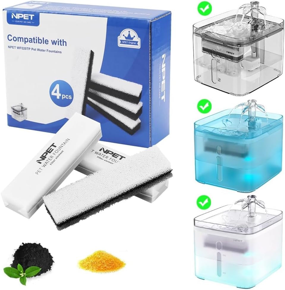 Cat & Dog Water Fountain Replacement Filters, 4-Pack