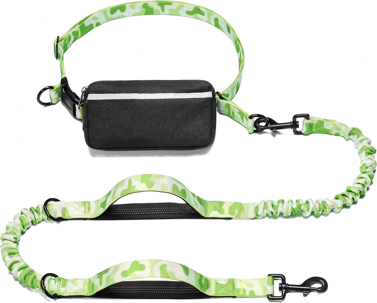 Iyoshop Hands Free Dog Leash with Zipper Pouch, Dual Padded Handles