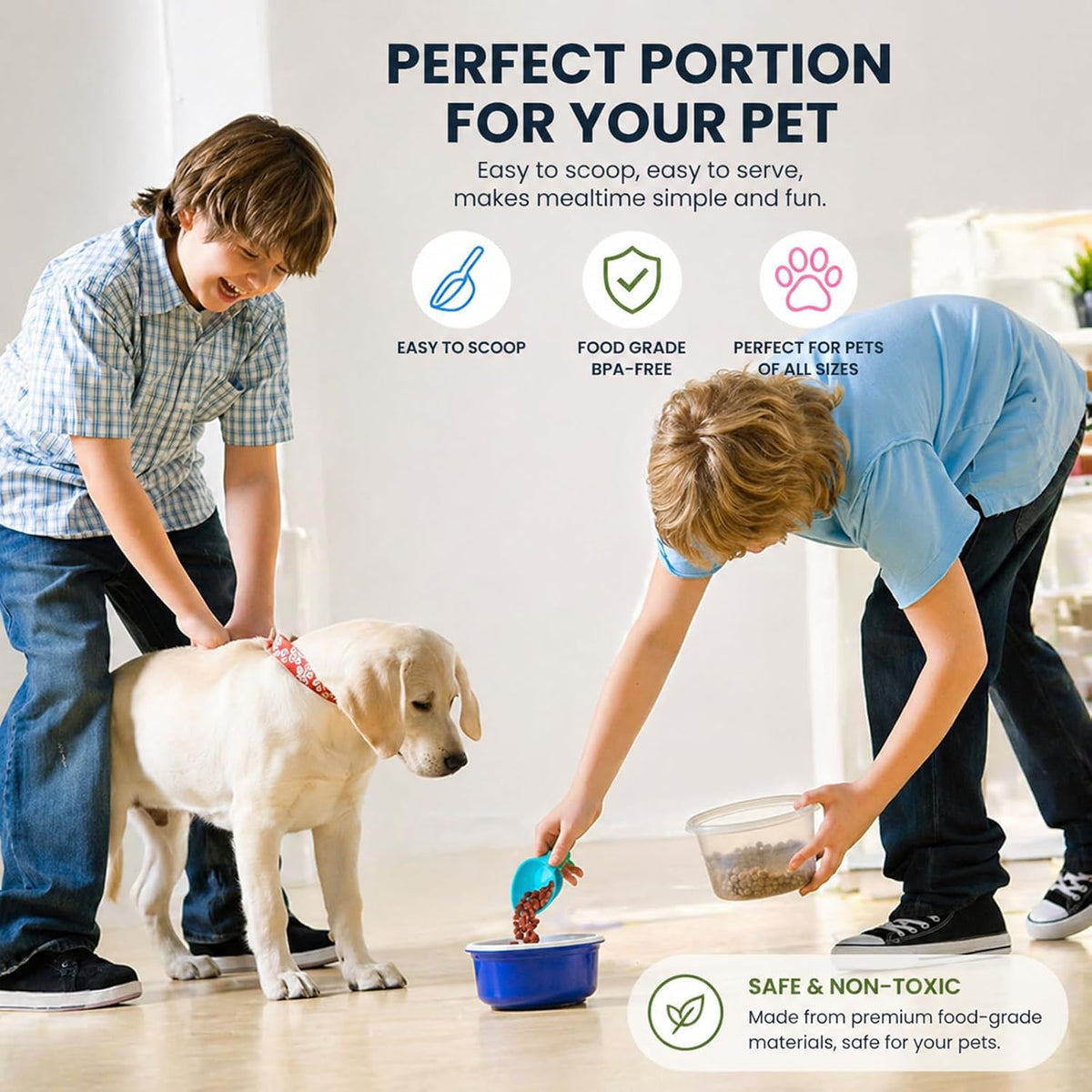 Pet Food Scoop Set of 4, Measuring Cups for Dogs & Cats