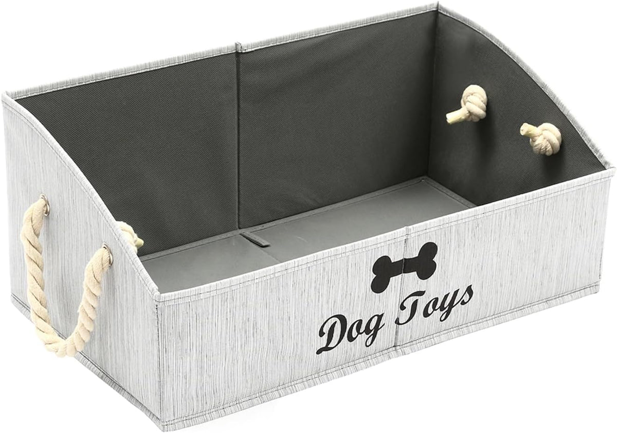Large Dog Toy Storage Bin, Canvas Organizer Basket