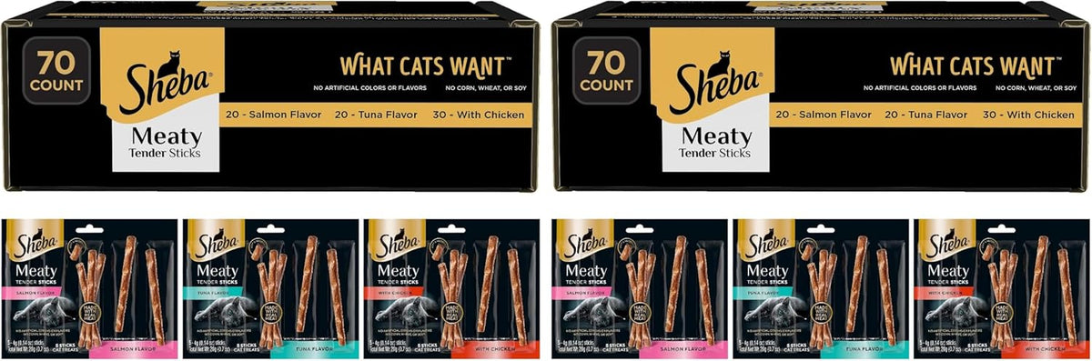 Meaty Tender Stick Cat Treats, Salmon Flavor, 50-Count