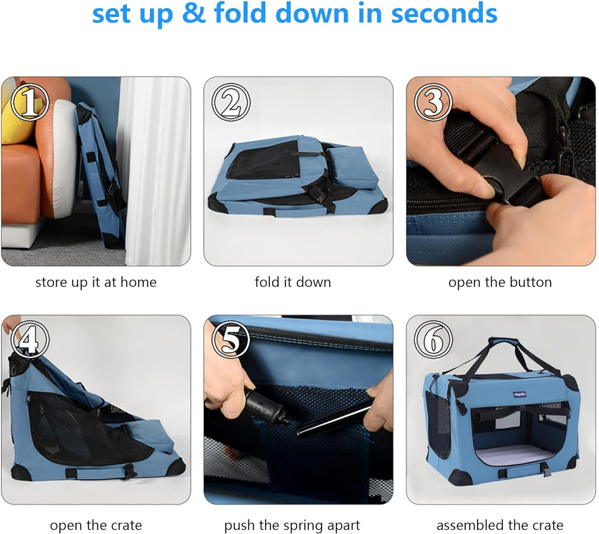 Portable Collapsible Dog Crate with Blanket & Foldable Bowl