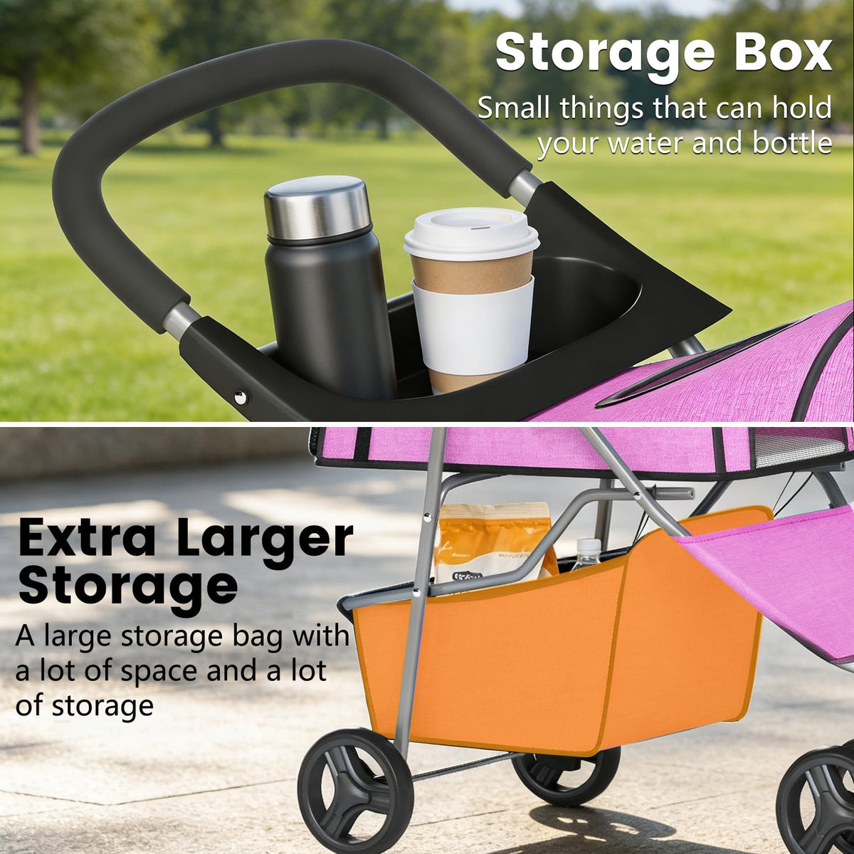3-Wheel Folding Pet Stroller with Cup Holder