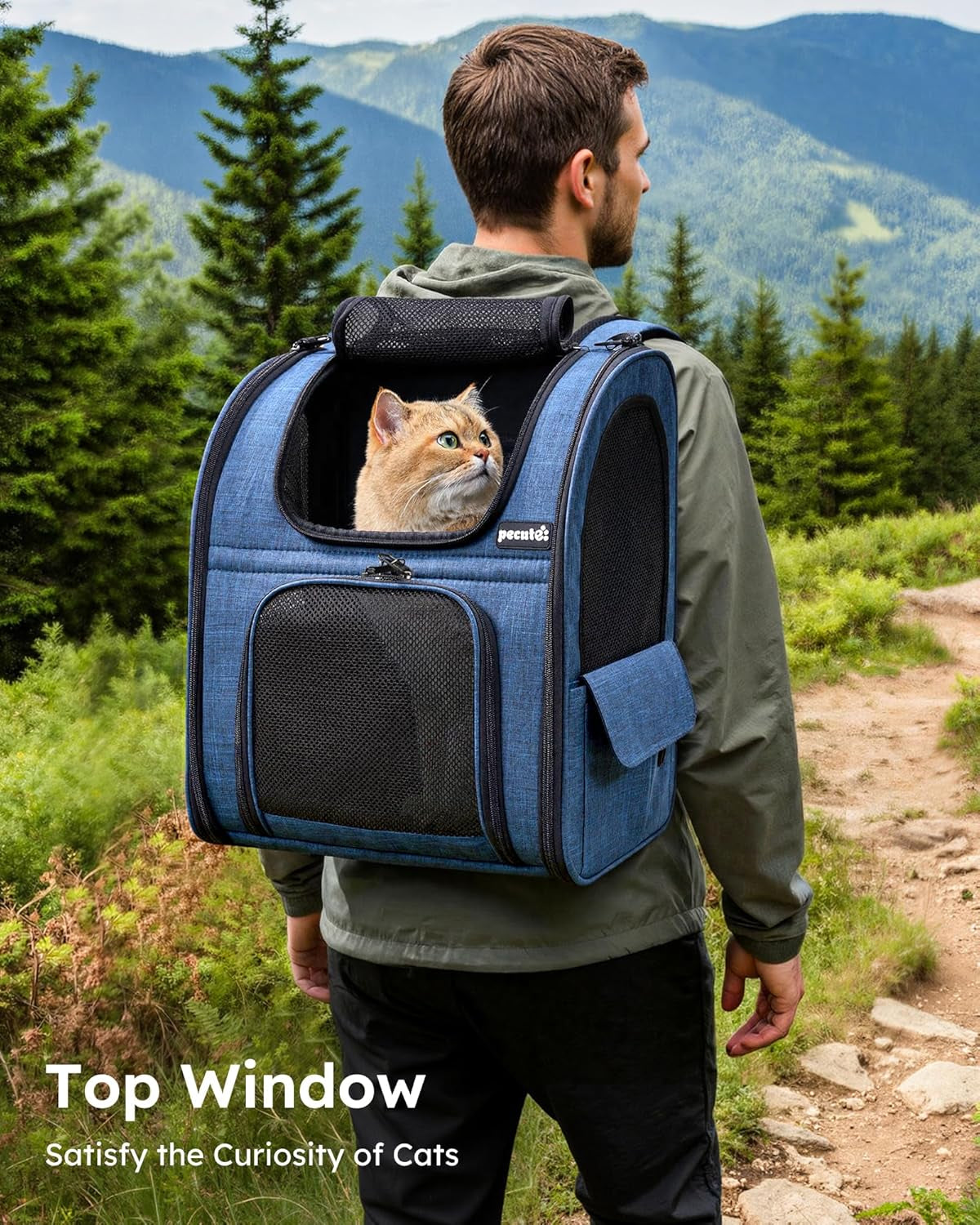Expandable Cat Backpack Carrier with Breathable Window