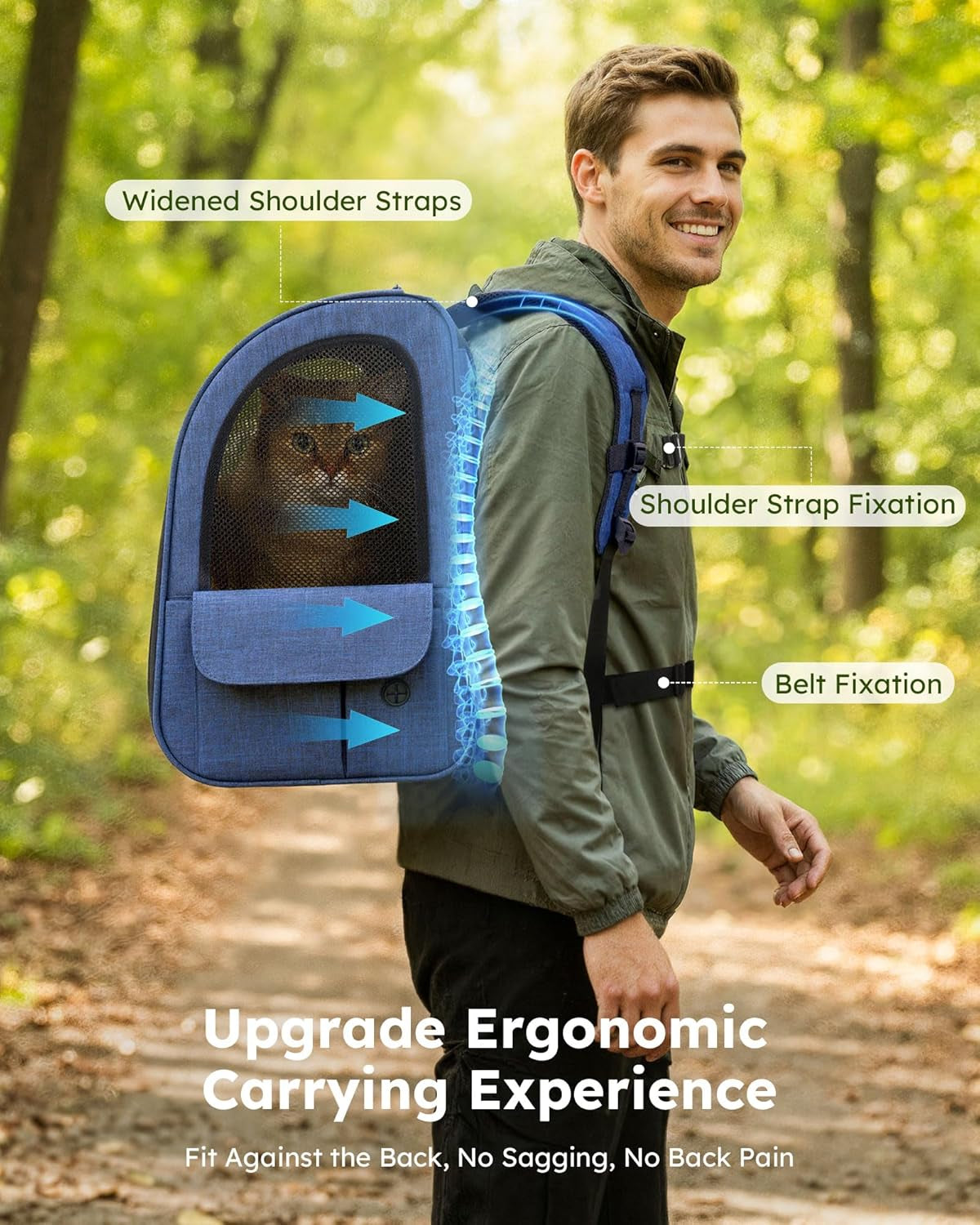 Expandable Cat Backpack Carrier with Breathable Window