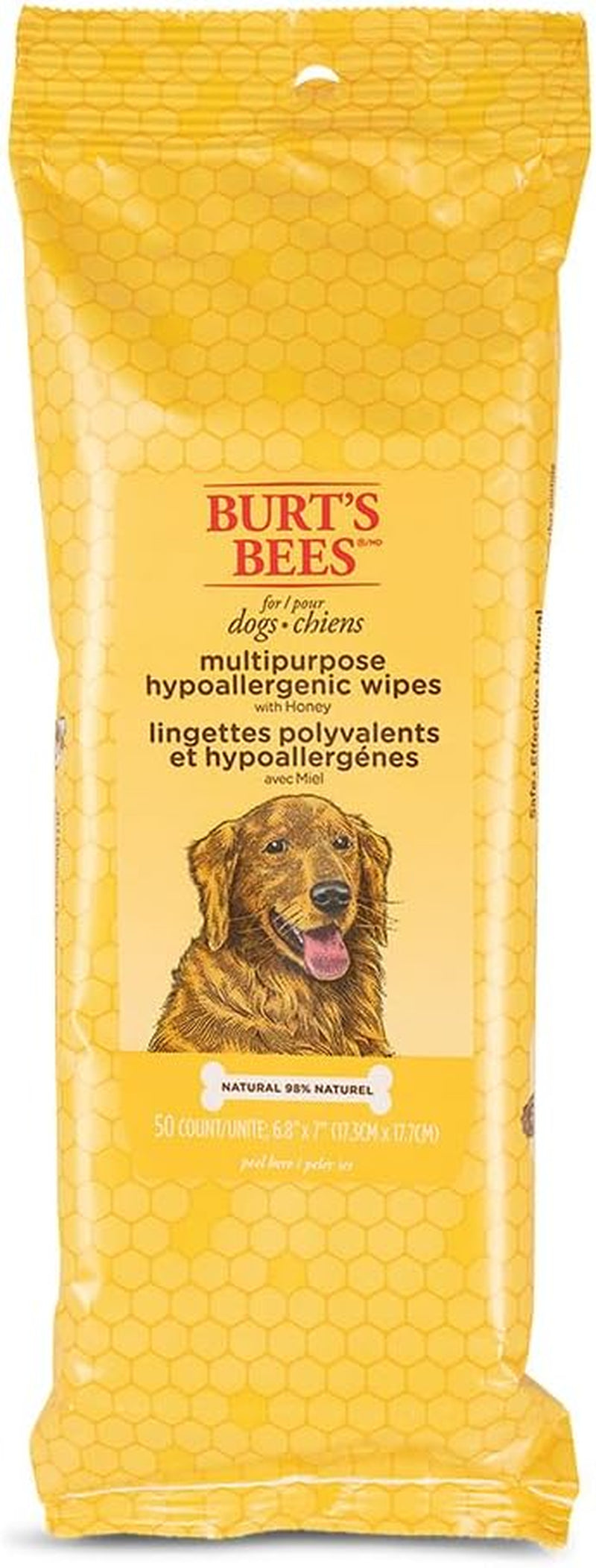 Burt'S Bees Honey Multipurpose Dog Grooming Wipes, 50-Count